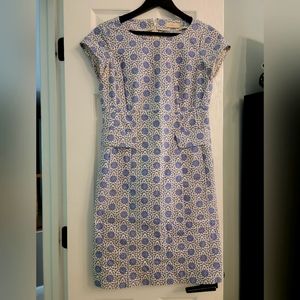 Tory Burch Blue Cream Dress Sz 8